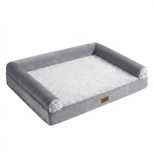 WNPETHOME XL Orthopedic Plush Bed with Bolsters