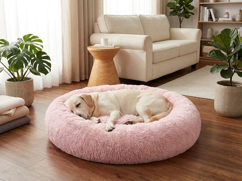 Calming Donut Cuddler holding a small dog in an 8-inch raised nest