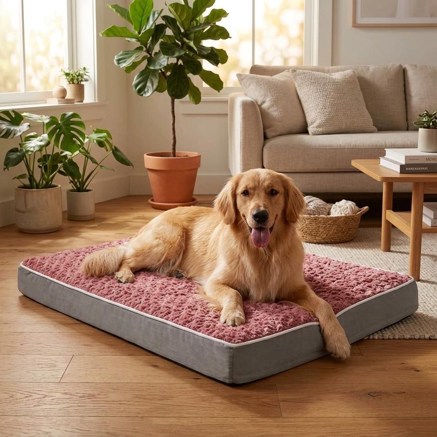 Dog bed with waterproof cover resisting a spill
