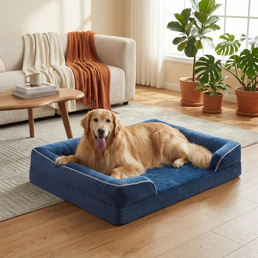 C-Shape Sofa Bed in blue rose-plush finish
